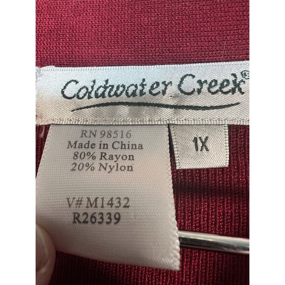 Coldwater Creek Rayon Blend Sweater Scarf Beaded Tassels Size 1X Red career - Picture 4 of 10